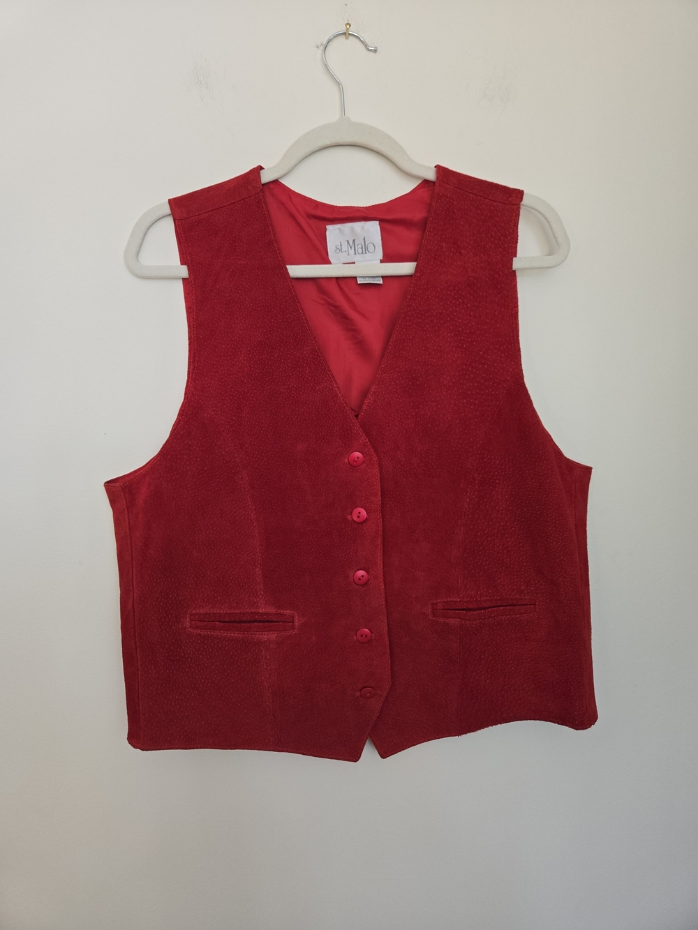 st. Malo Red Suede Button Front Vest